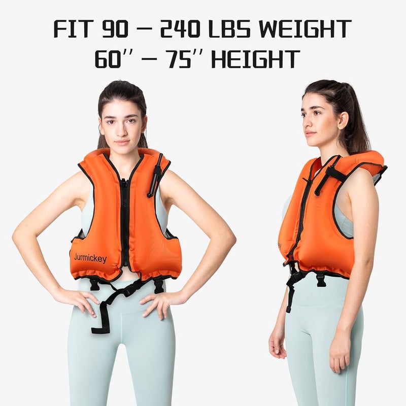 Jurmickey Snorkel Vest for Adults, Inflatable Snorkeling Vest for Men & Women, Portable Swim Jacket & Buoyancy Vest for Snorkeling, Swimming, Kayaking, Boating - Image 2